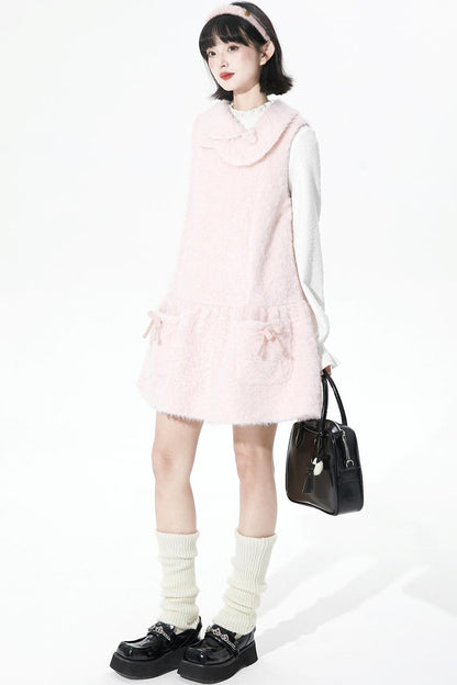 ピンクウールンニットドレス