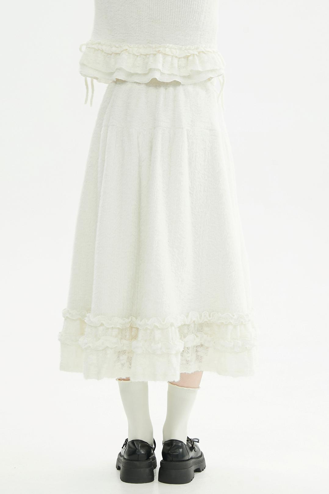 クリーミーラッフルヘムニットスカート
