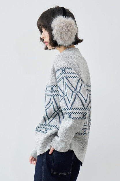 Fair Isle Argyle Knit Cardigan