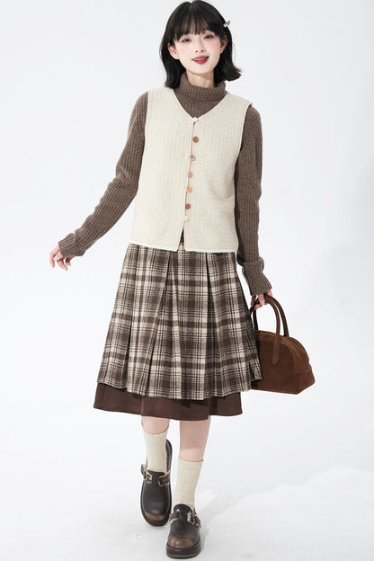 White apricot knit vest cardigan