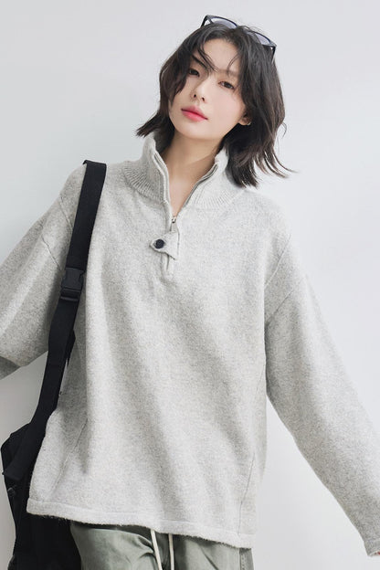 Stand Neck Knit Sweater