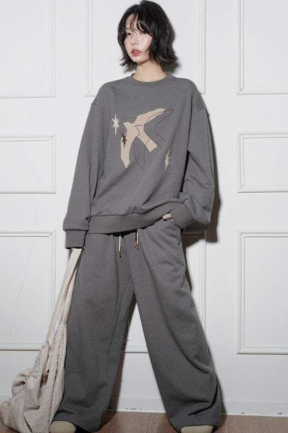 エンブロイダリーロングスリーブニットスウェット