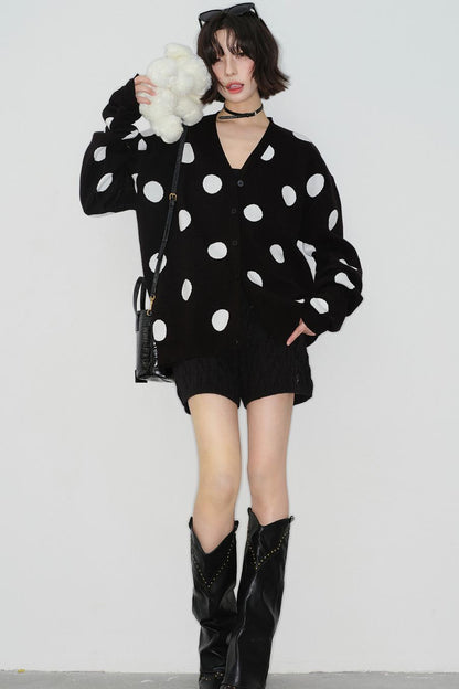 ビッグドットニットカーディガン