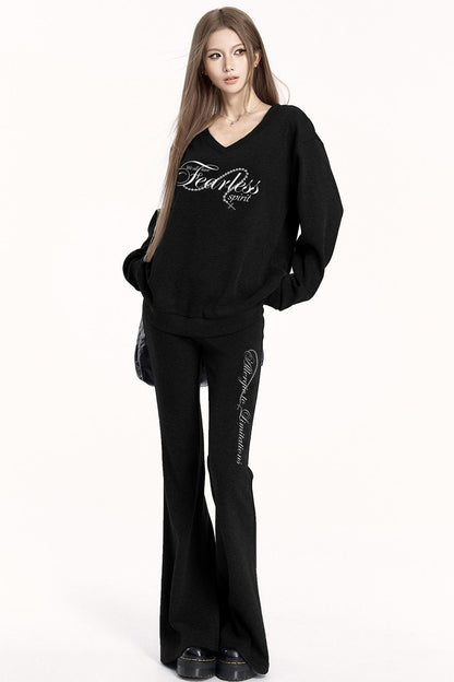 Brushed V-Neck Sweatshirt Setup