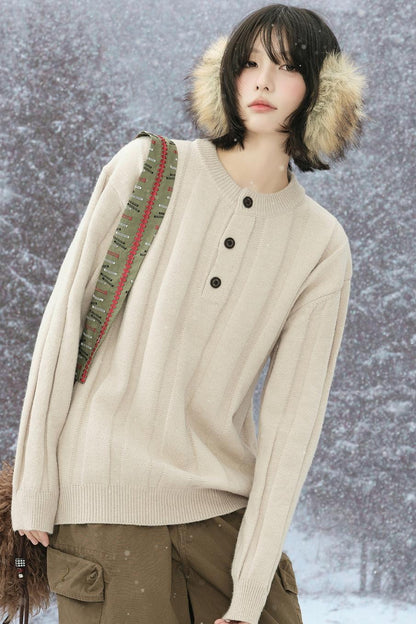 striped round neck sweater