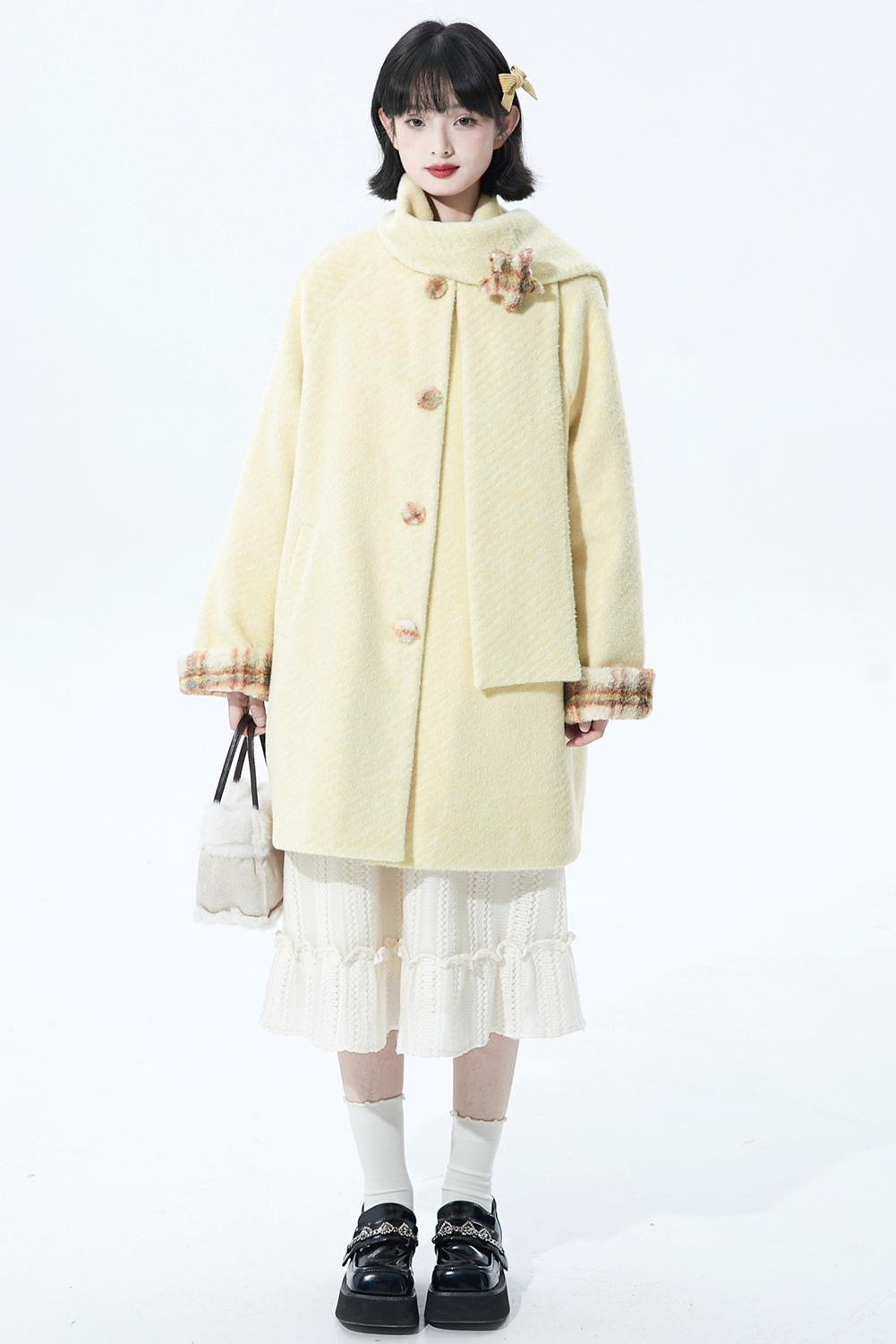 デタッチャブルプラッシュウールコート