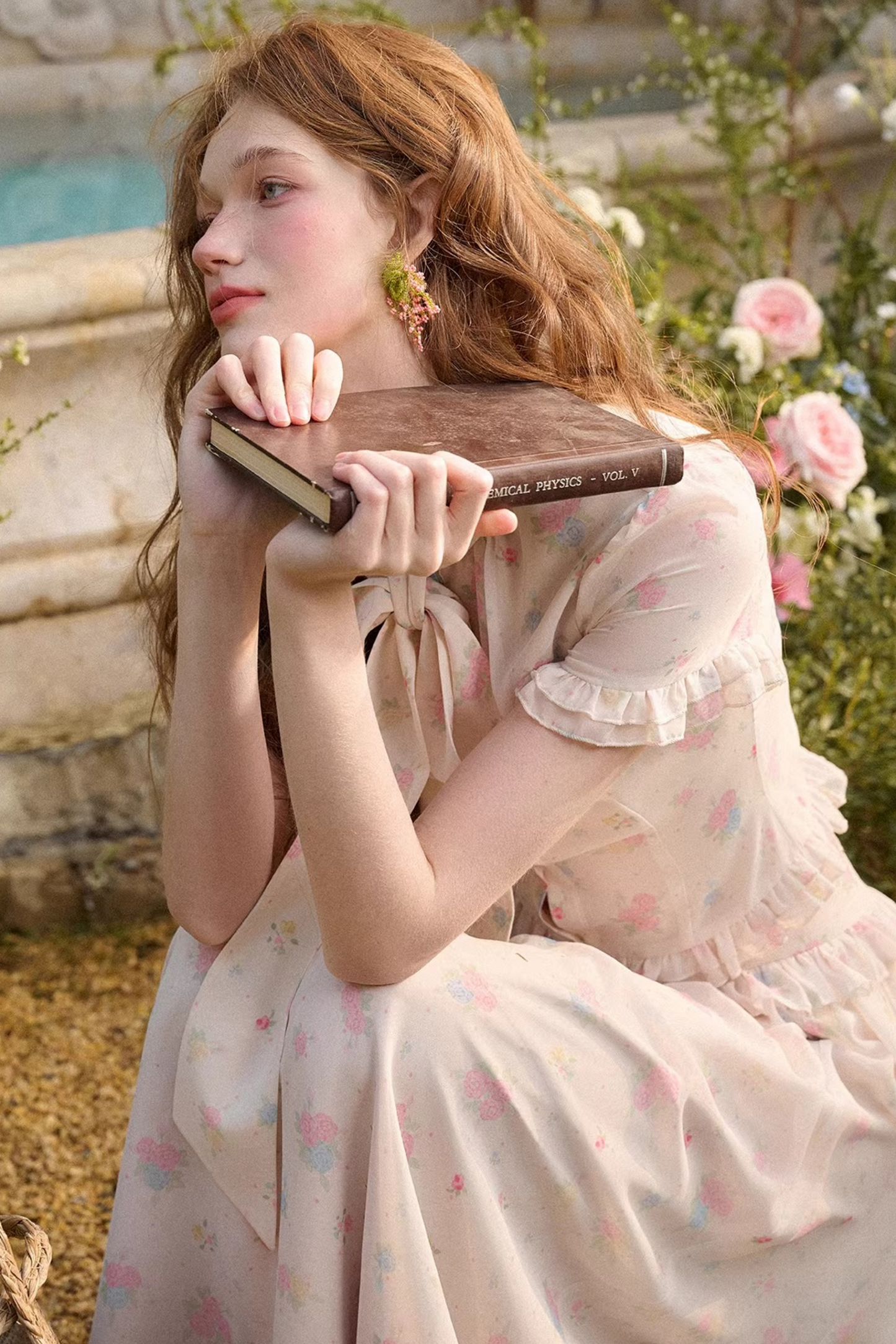 メディテラニアンプリントシフォントップス+スカート