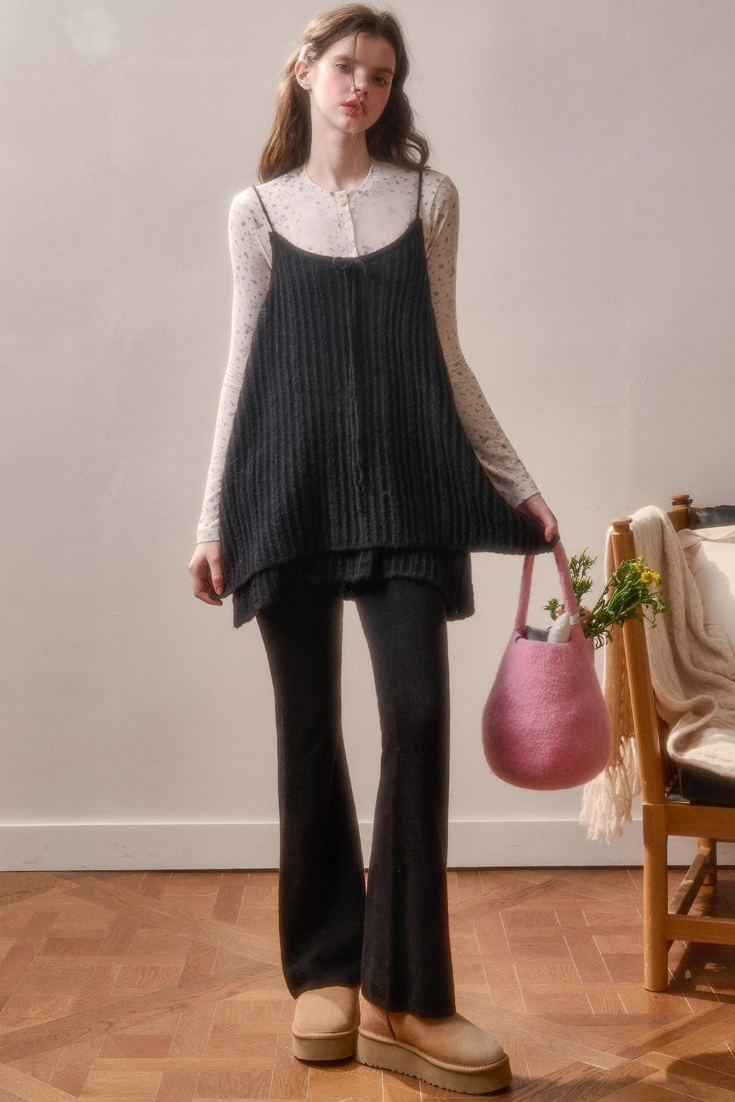 レトロスイートトップス+スリムパンツ