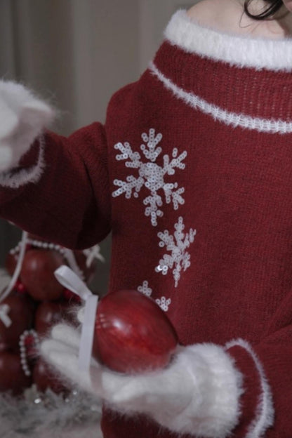 ホリデースノーフレークワンショルダートップス