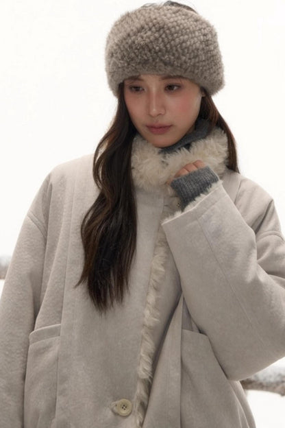 リバーシブルボリュームファーショートコート