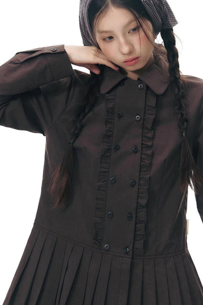 ラッフルダブルブレスタフリルトップス