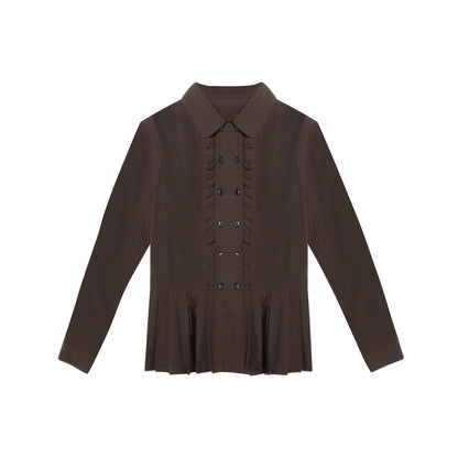 ラッフルダブルブレスタフリルトップス