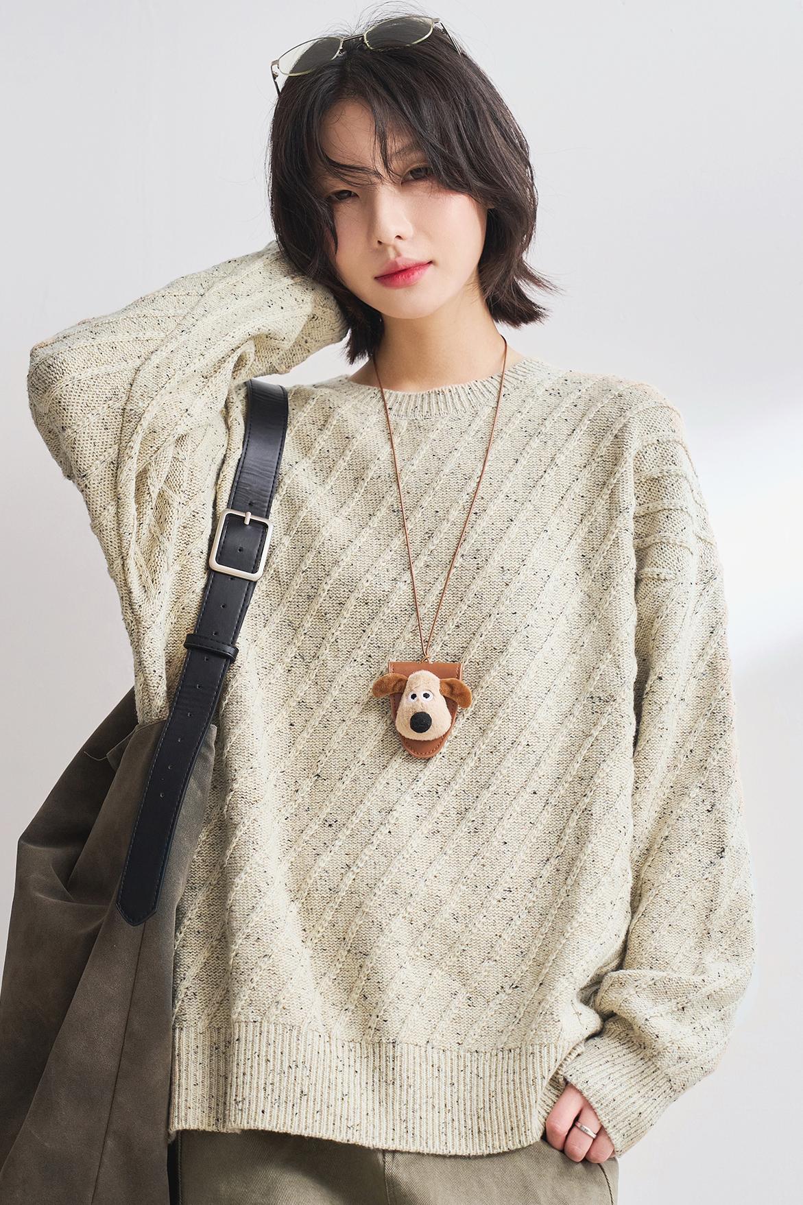 Lazy Style Twill Knit Sweater