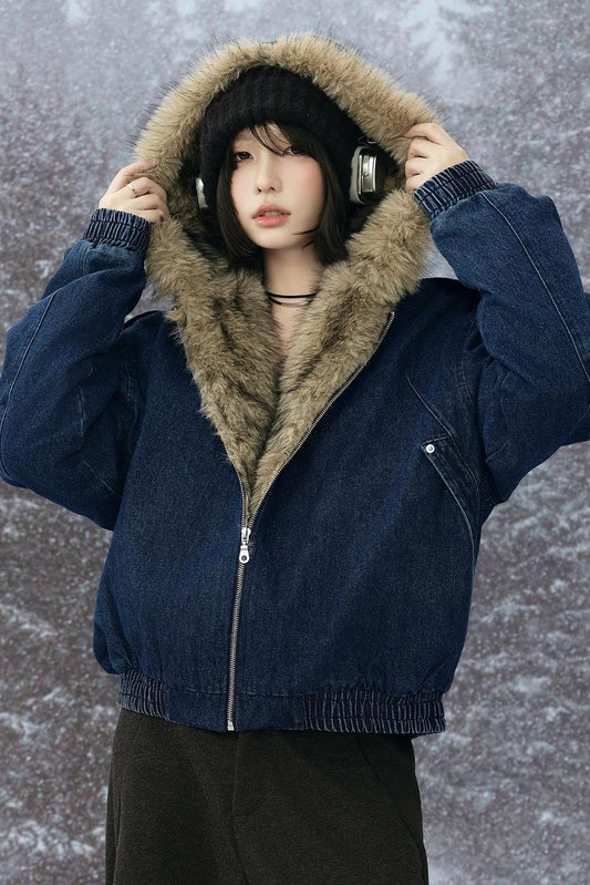 シープスキンフーデッドジャケット