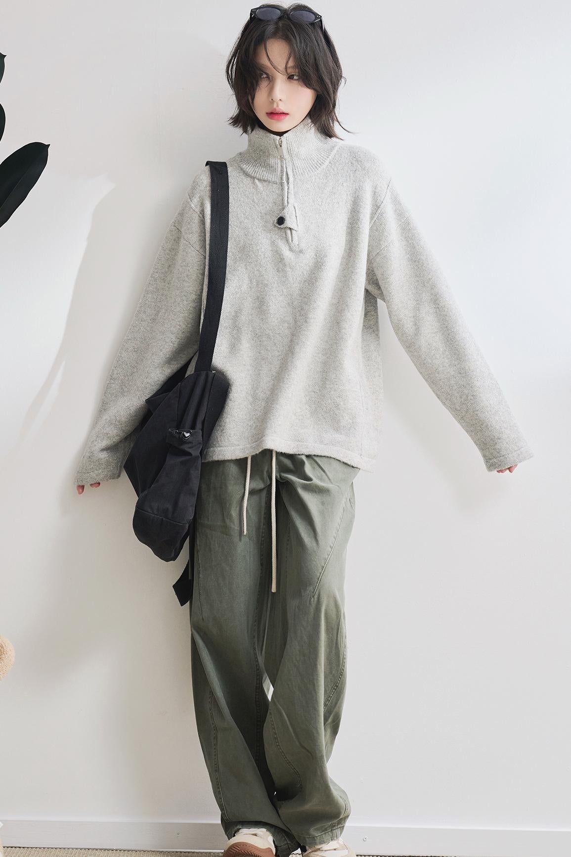 Stand Neck Knit Sweater