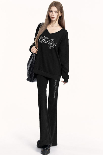 Brushed V-Neck Sweatshirt Setup