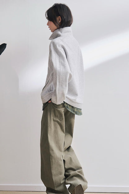 Shirt Hem Layered Style Sweatshirt