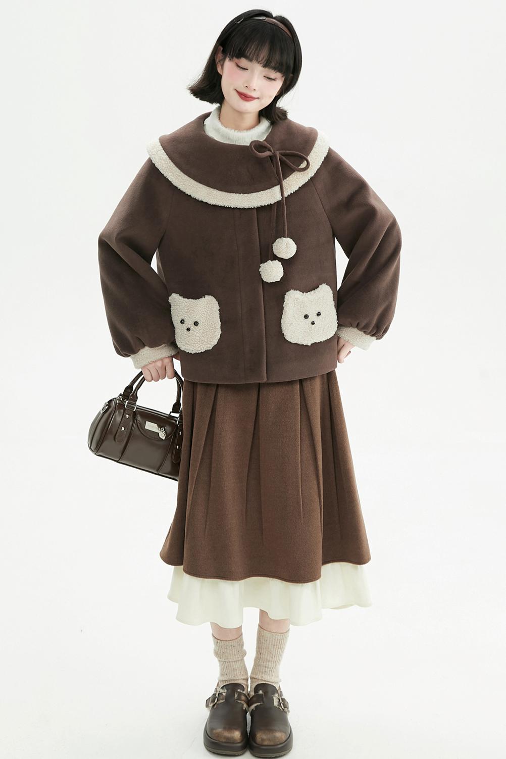 キャラメルブラウンプラッシュコート