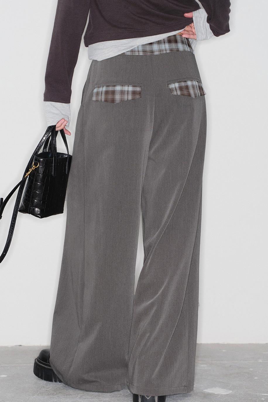 チェックルーズロングパンツ