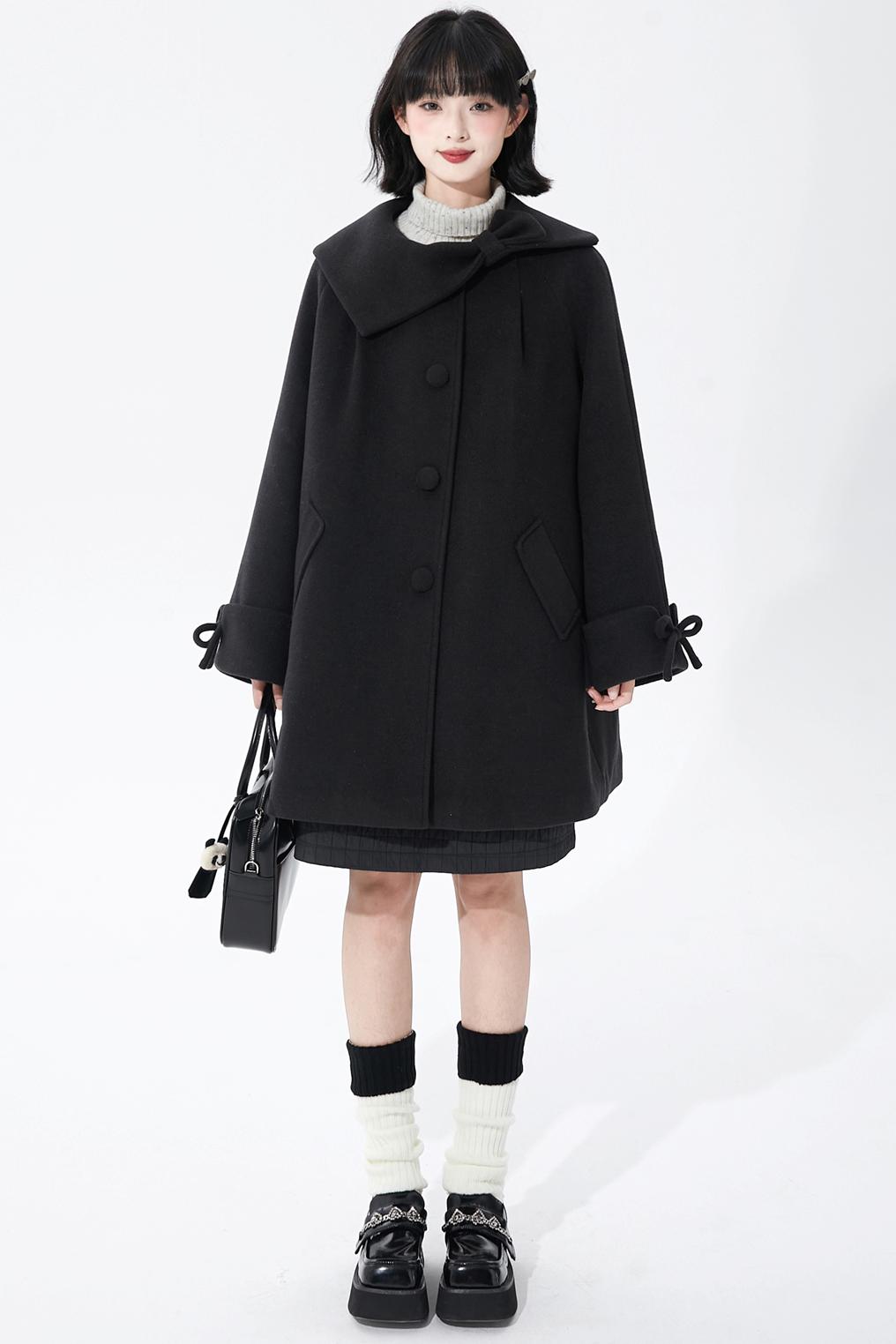 インクダイアシンメトリーウールコート