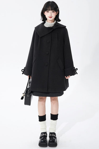 インクダイアシンメトリーウールコート