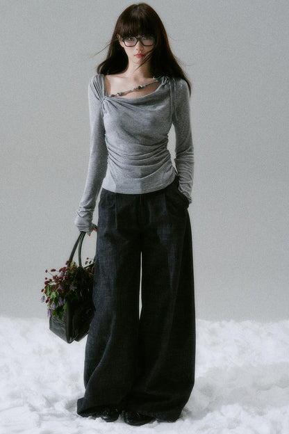 Open collar tight mode top