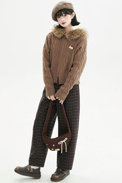 コーヒーファーカラーカーディガン