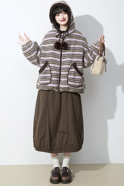 ピンクパープルラムウールコート