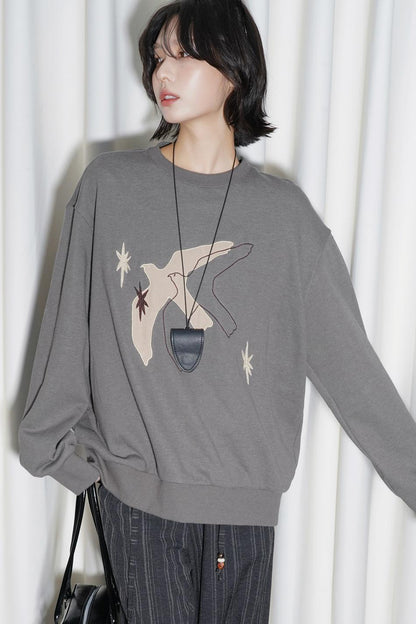 エンブロイダリーロングスリーブニットスウェット