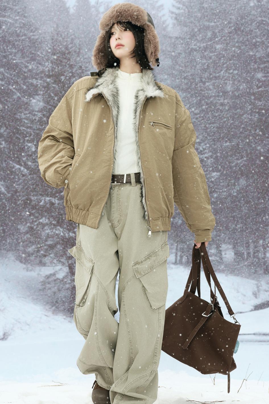 Fox Fur Collar Cotton Jacket