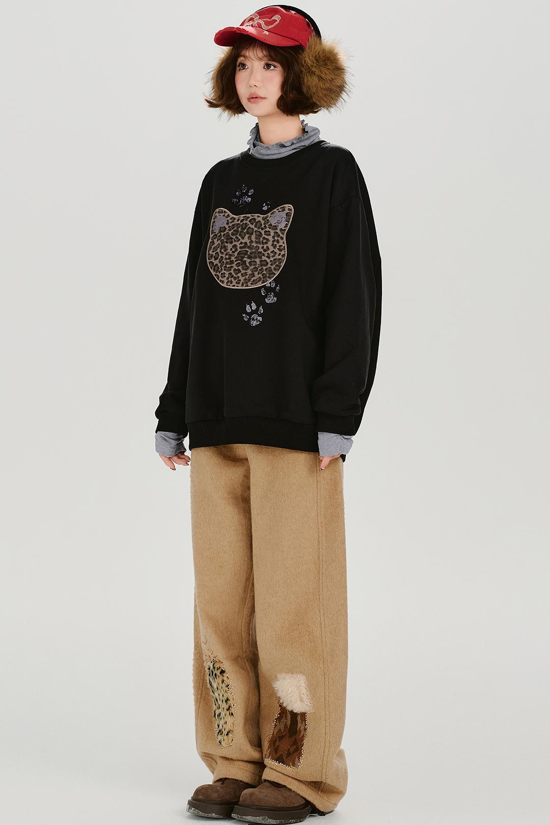 レトロレオパードルーズモードトップス