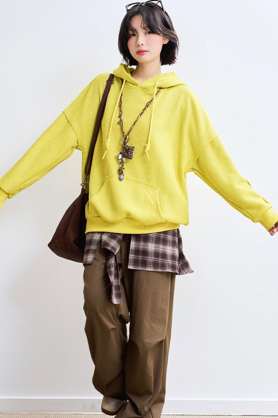 Casual Rib Knit Sweatshirt