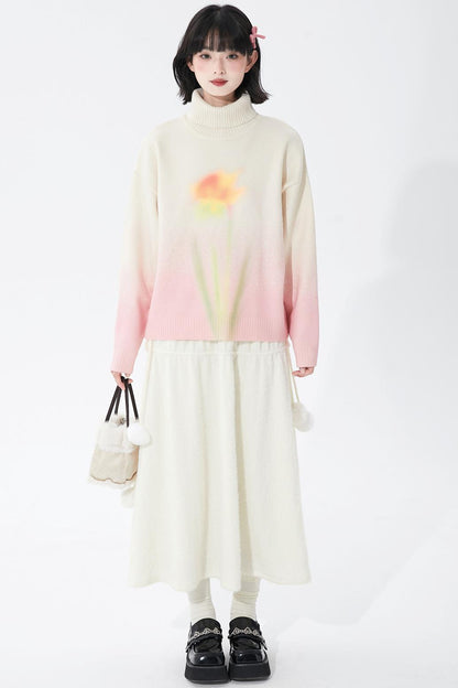 Soft pink gradient knit sweater