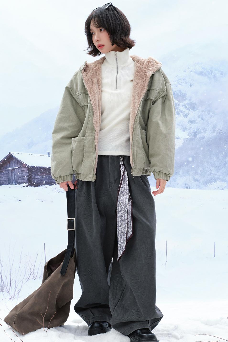 Plush Hooded Cotton Jacket