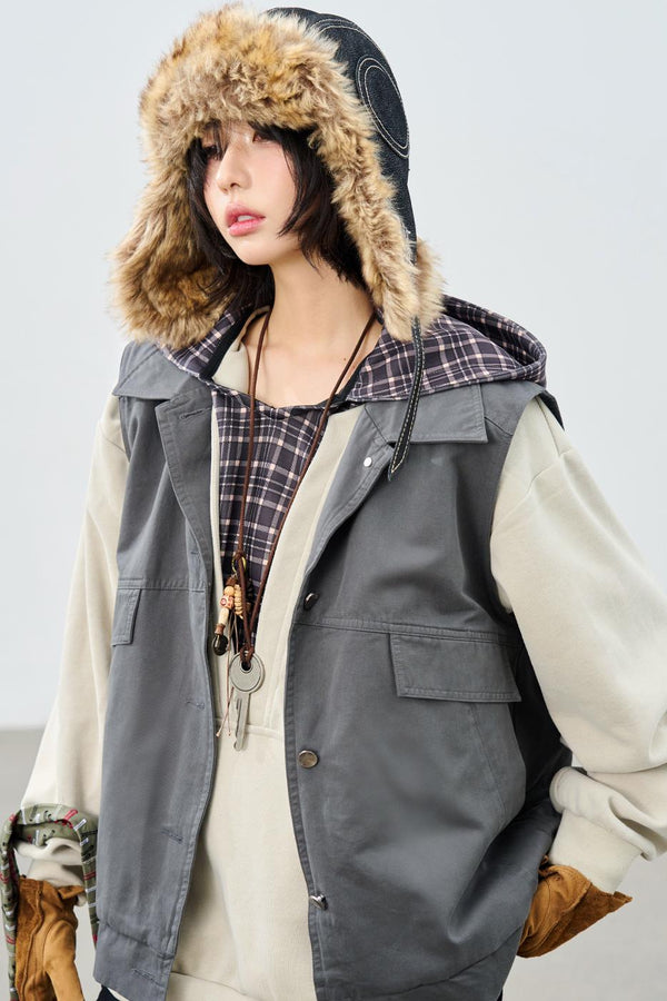 Stand collar padded vest