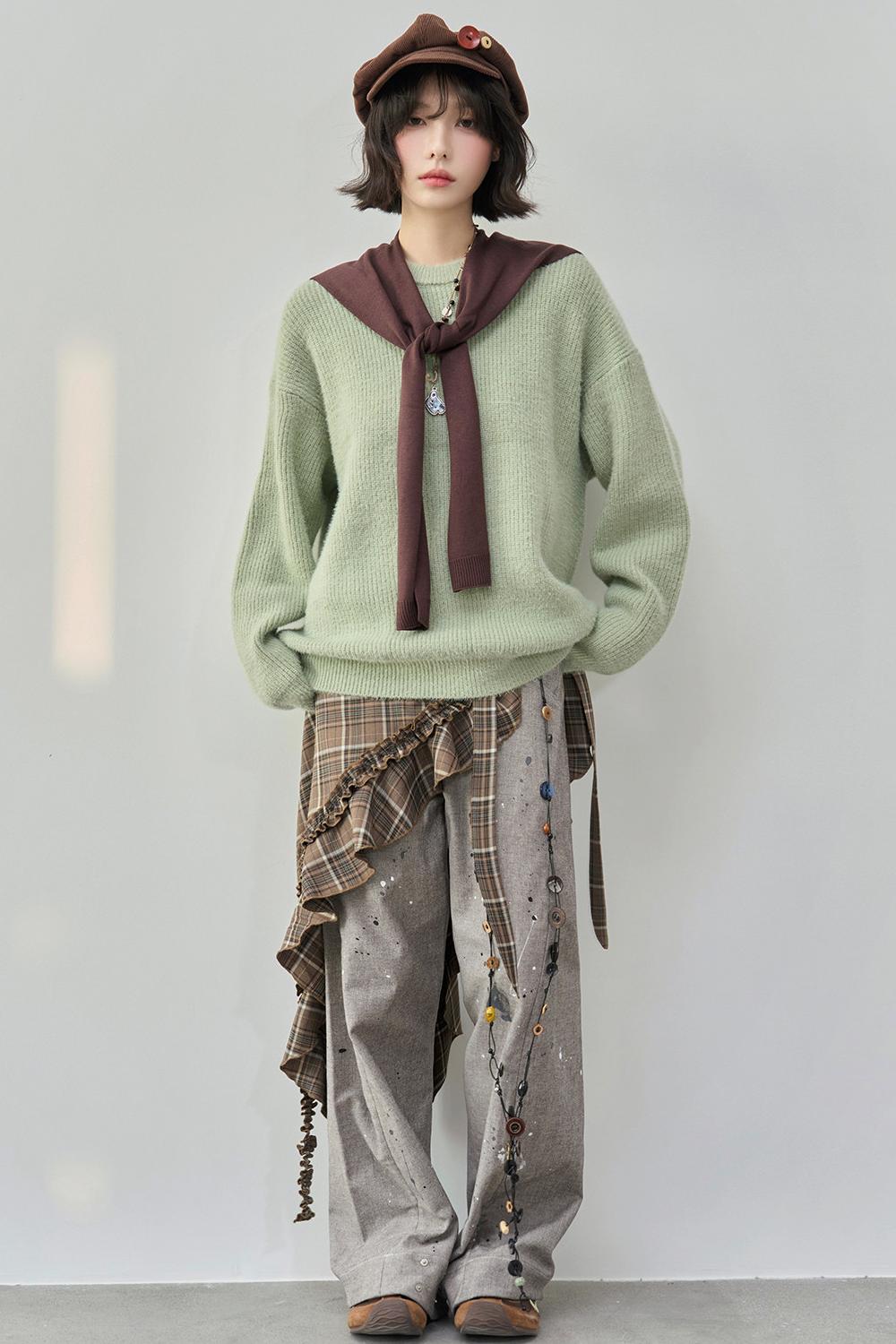 Gravity Color Block Shawl Collar Sweater