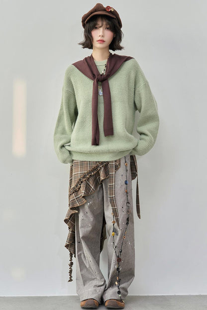 Gravity Color Block Shawl Collar Sweater