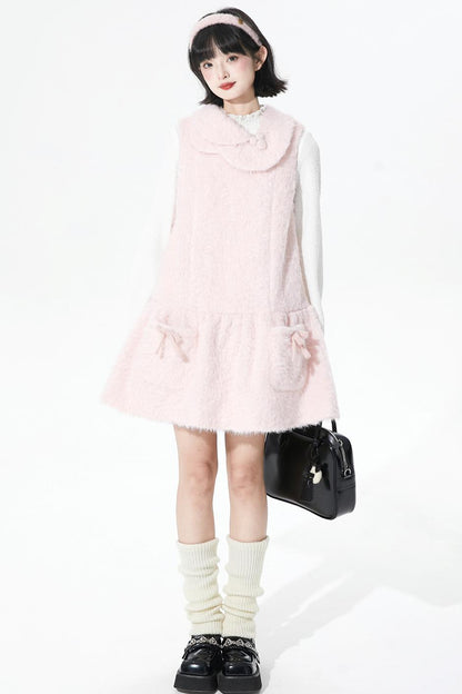 ピンクウールンニットドレス