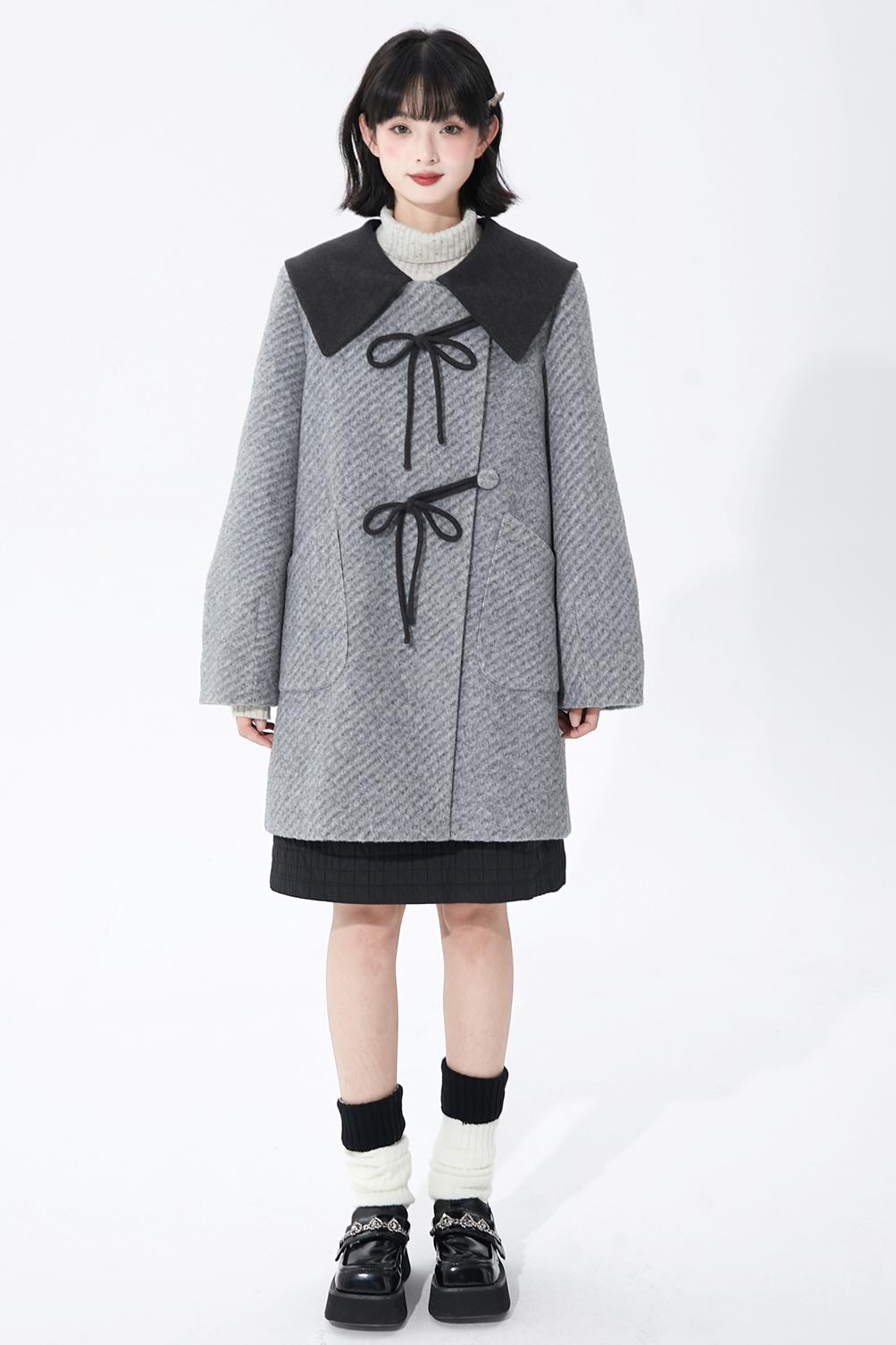 レトログレイウールンコート