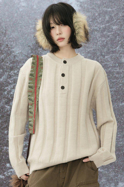 striped round neck sweater