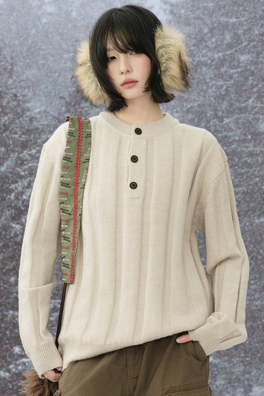 striped round neck sweater