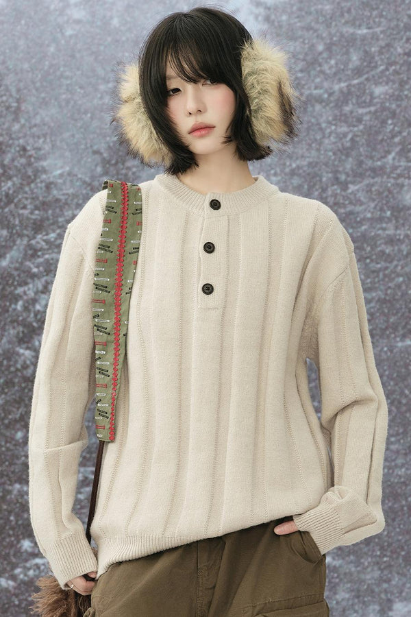 striped round neck sweater