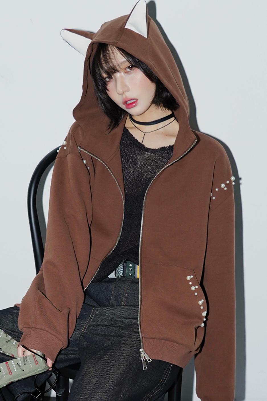 Hooded Ear Loose Fit Jacket