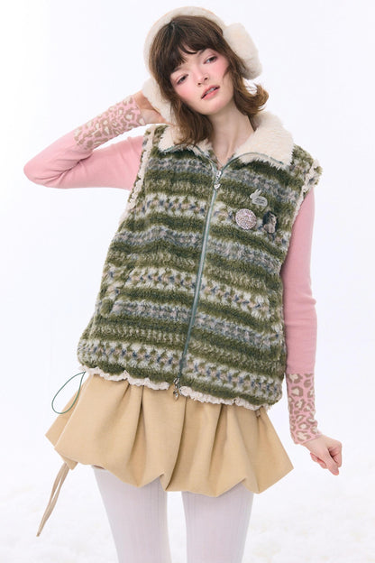 Retro Fair Isle Fleece Vest