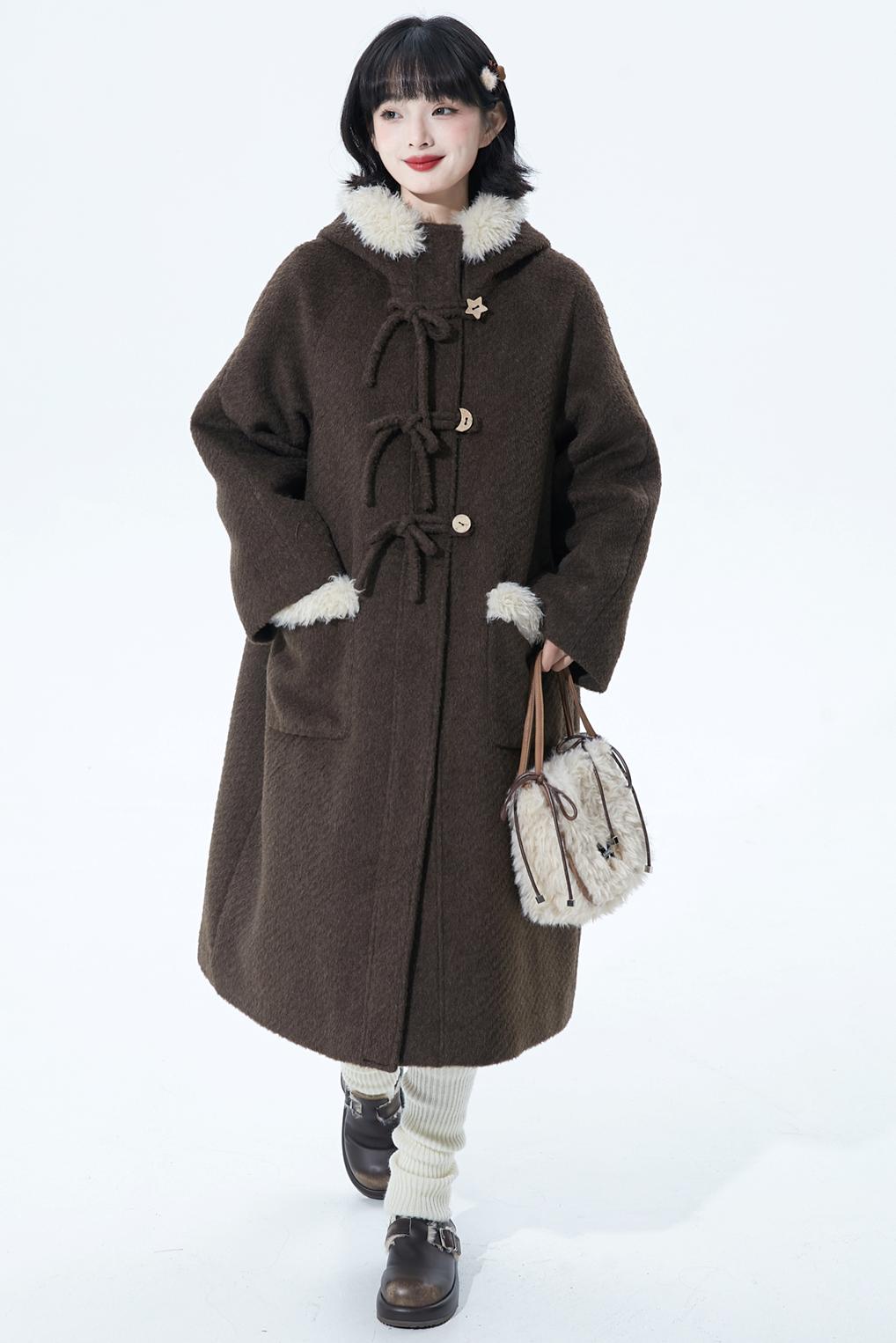 ソフトブラウンフーディコート