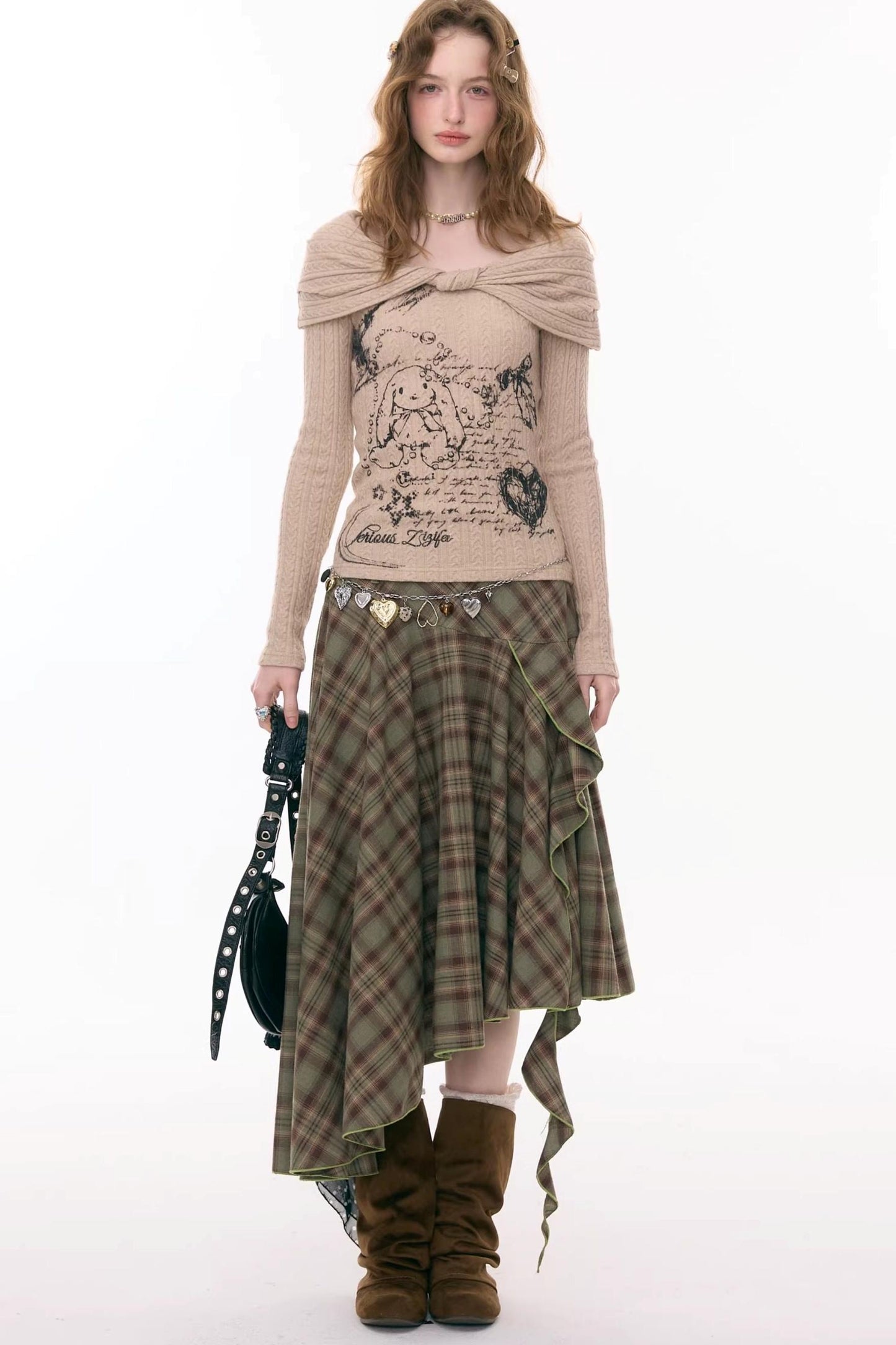 アシンメトリカルチェックスカート