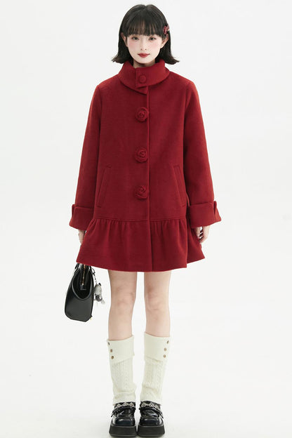 ローズラッフルウールコート