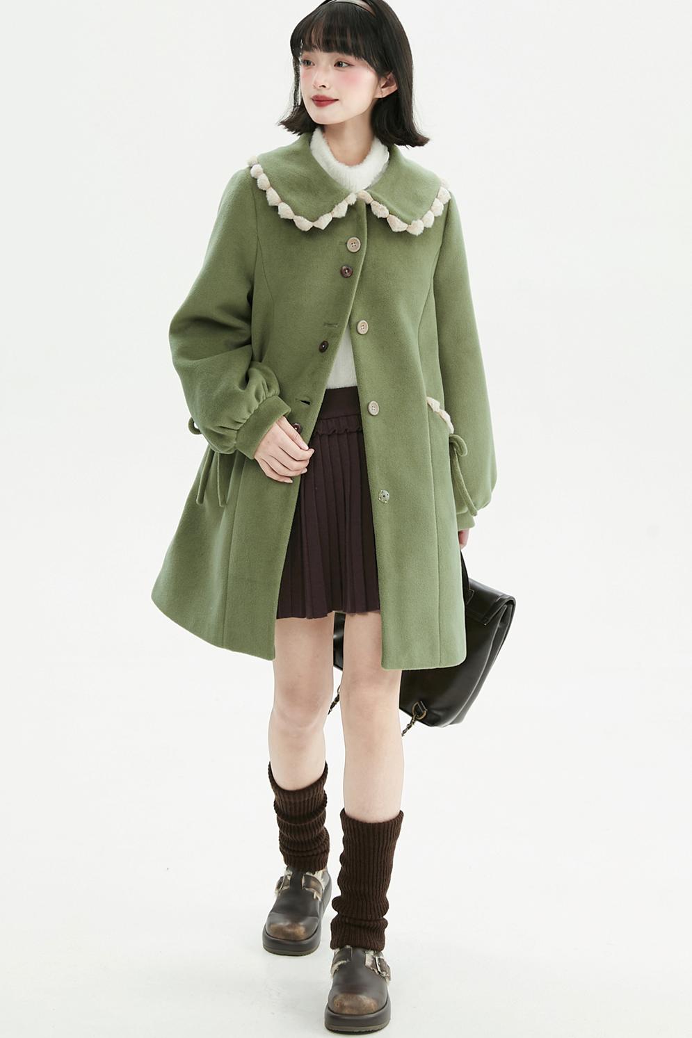 ジャスミングリーンウールコート