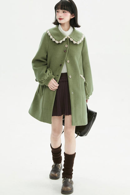 ジャスミングリーンウールコート