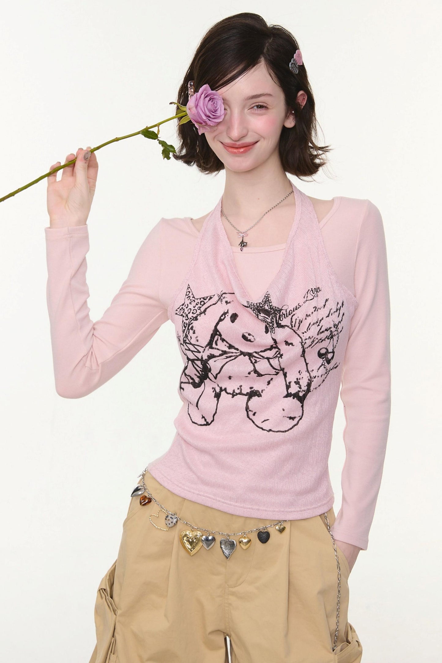 Rabbit Print Halter Top